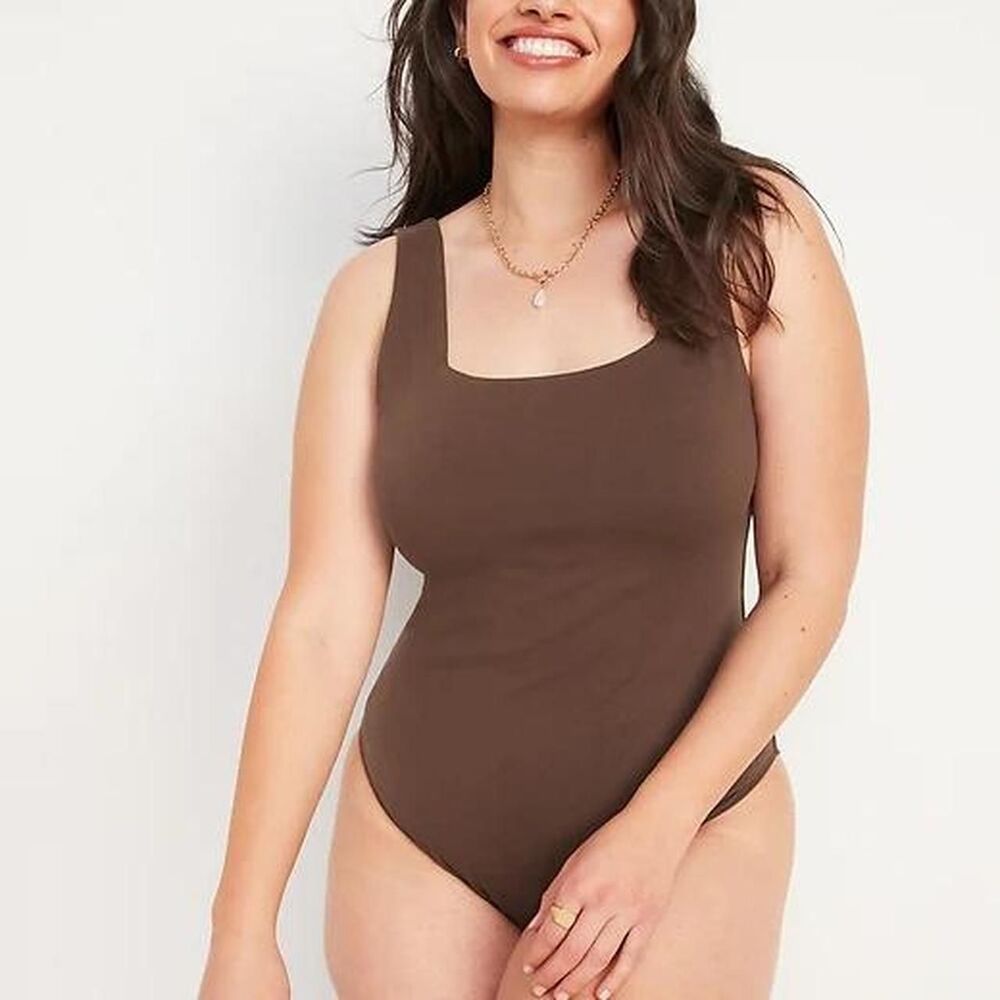 Old Navy brown square neck bodysuit Size S NWT